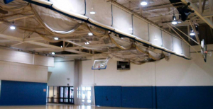 Electra Tarp Custom Gym Divider Tarp in Raised Position