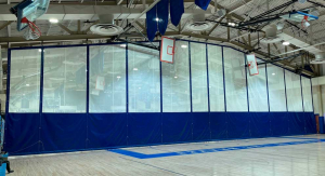 blue custom gym divider curtain