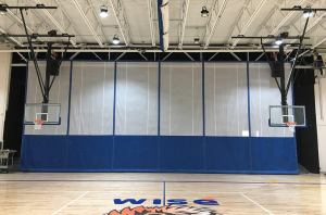 blue gym divider curtain for schools
