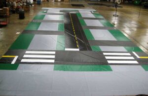 custom safety town tarp with sidewalks and road